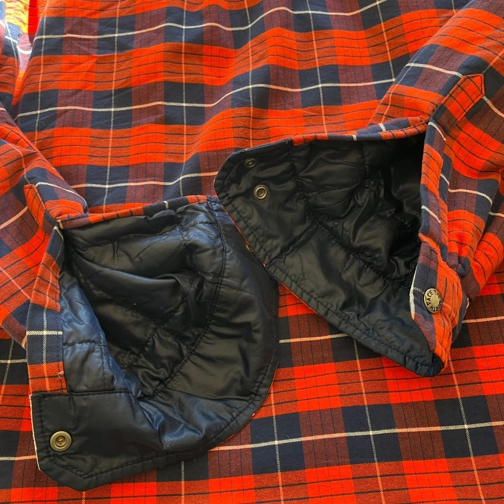 The North Face Plaid‎ Shacket Men’s Large Insulated Jacket Blue Orange Hiking